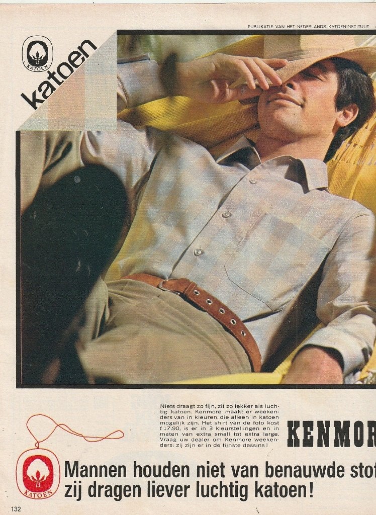 retro reclame 1968 Kenmore herenmode man met overhemd, Verzamelen, Verzenden, Overige typen