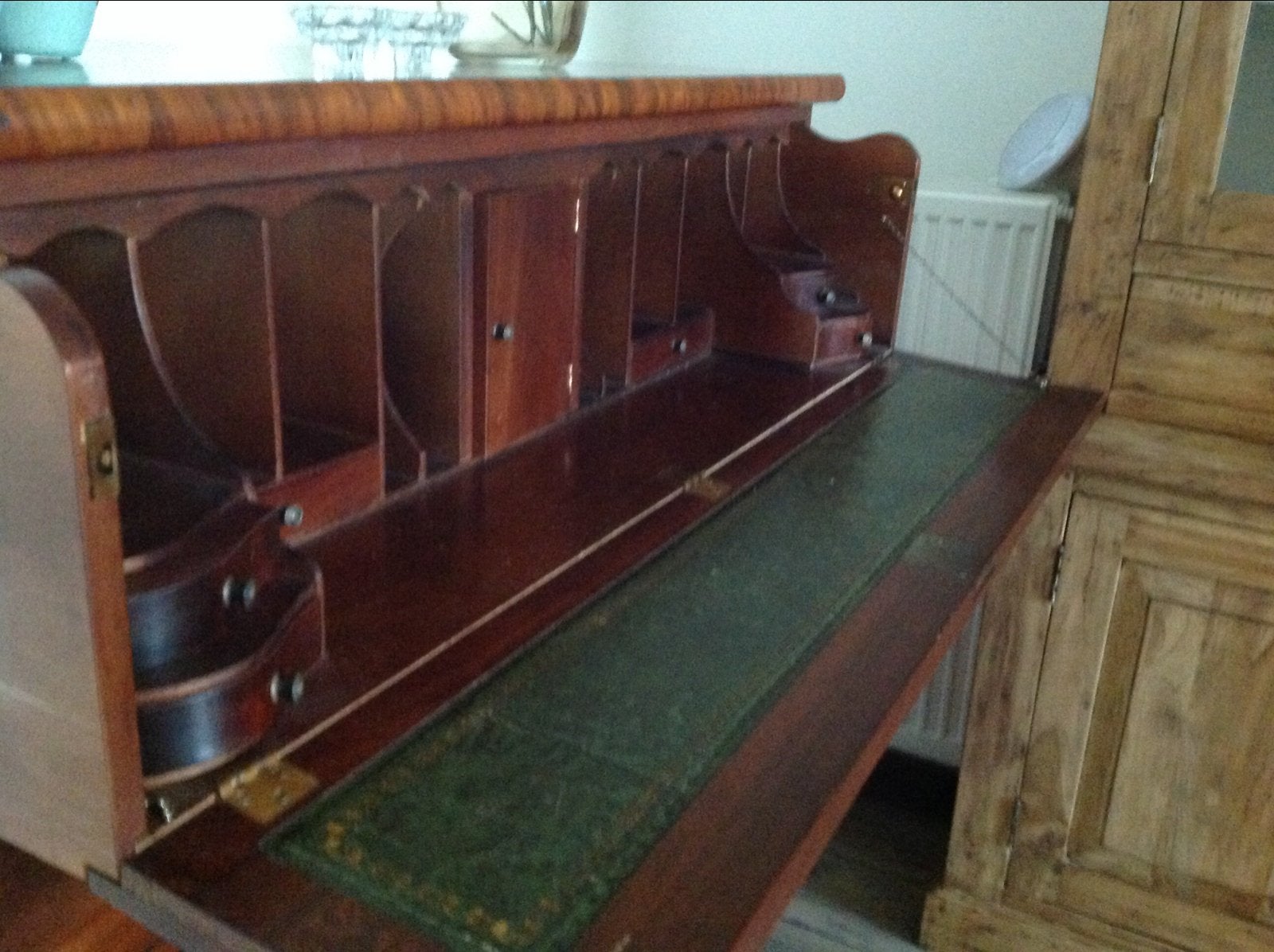 Antiek Mahonie ladenkast / Secretaire met Leren Inleg, Antiek en Kunst, Antiek | Meubels | Kasten, Ophalen