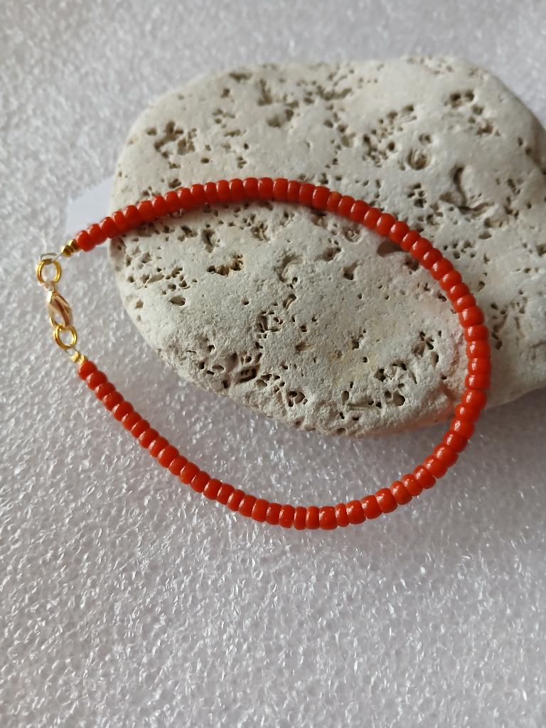 Bloedkoralen armbandje 20.5 cm, Verzenden, Gebruikt, Oranje, Overige materialen