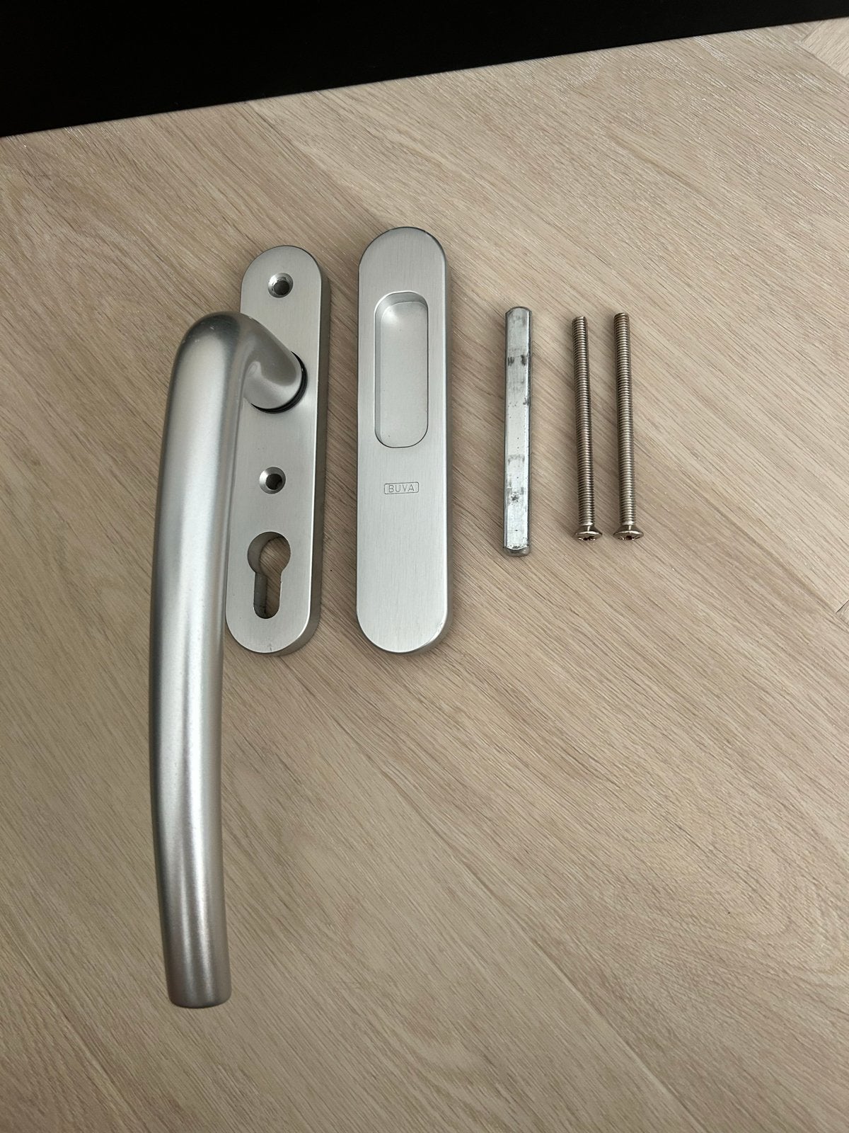 BUVA Deurklink met schuif en grendel - RVS, Ophalen of Verzenden, Zo goed als nieuw, Overige materialen, Klink of Kruk