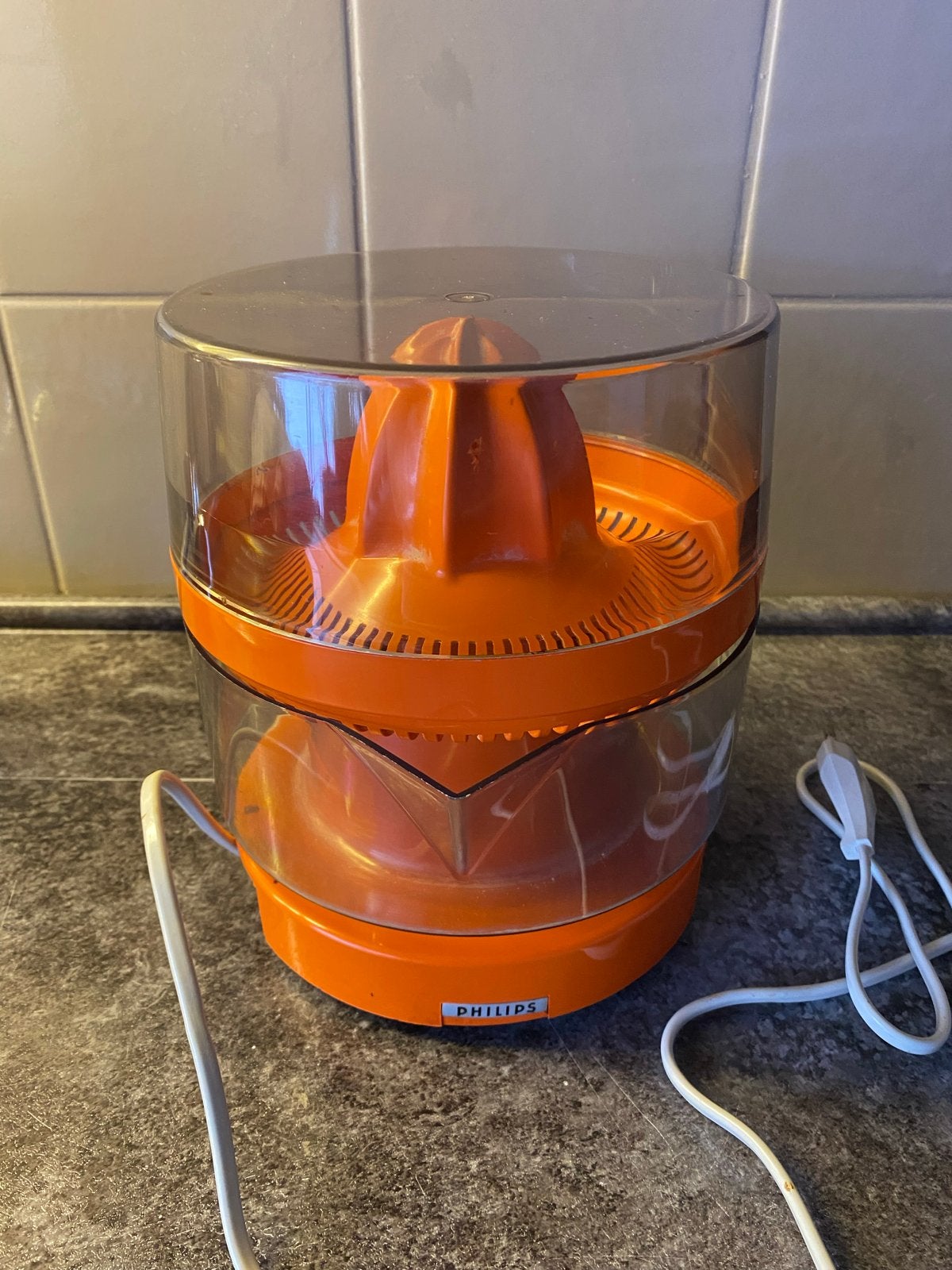 Philips citruspers - Vintage oranje sapcentrifuge, Ophalen of Verzenden, Gebruikt