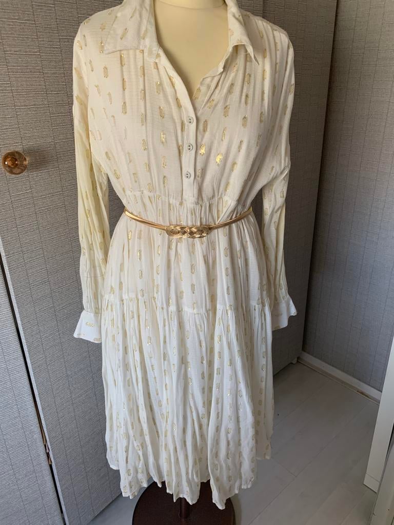 Ecru jurkjevan Gold & Silver maat M/L, Kleding | Dames, Maat 38/40 (M), Beige, Ophalen of Verzenden, Zo goed als nieuw