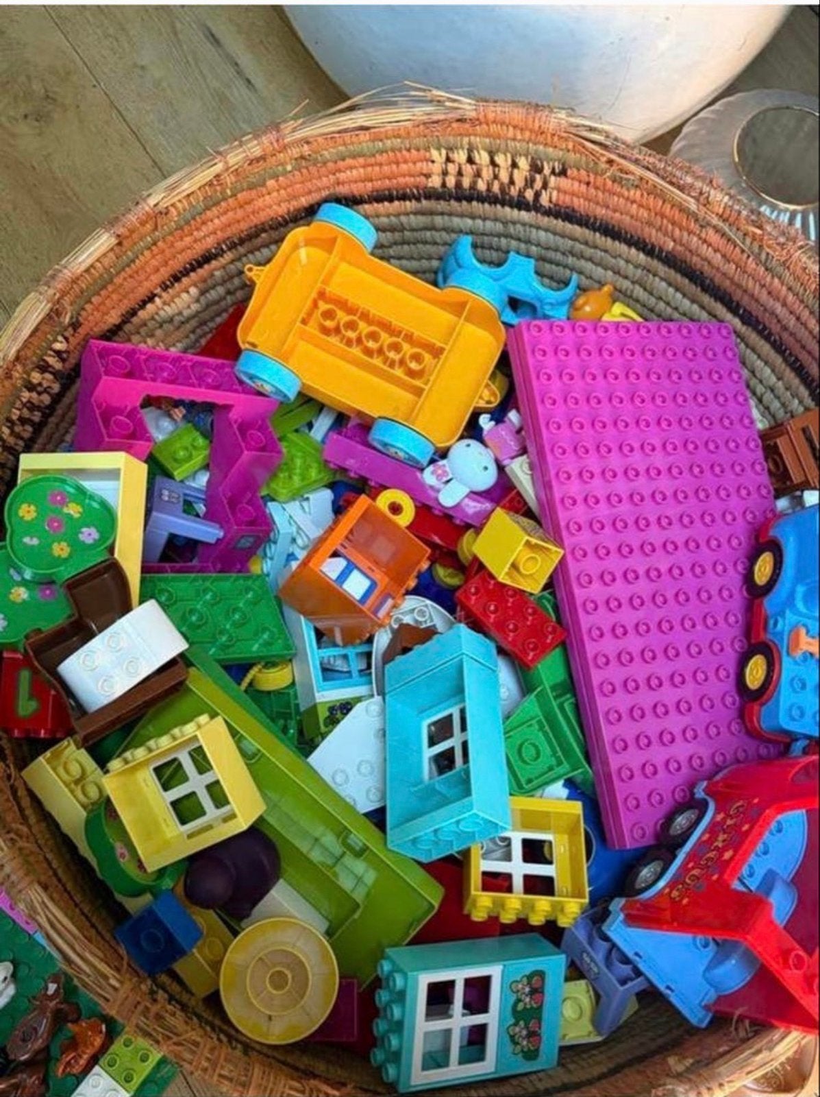 Grote LEGO Duplo collectie: grondplaten, dieren, poppetjes,, Gebruikt, Ophalen of Verzenden, Duplo, Inclusief accessoires
