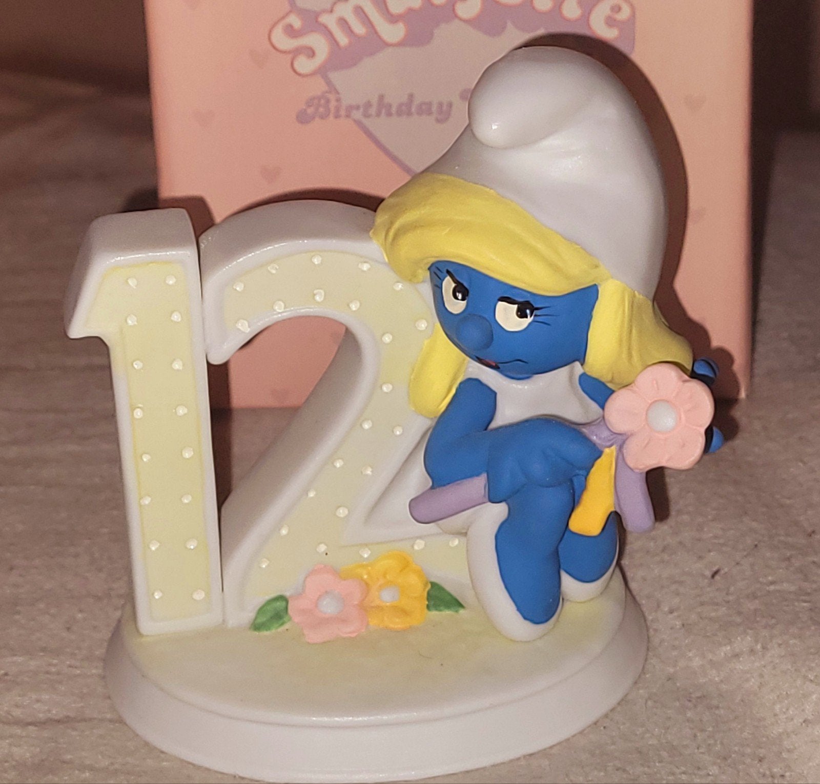 TOP Smurfette 12 Birthday beeldje porselein W.Berrie + doos, Ophalen, Zo goed als nieuw, Smurfin, Overige typen