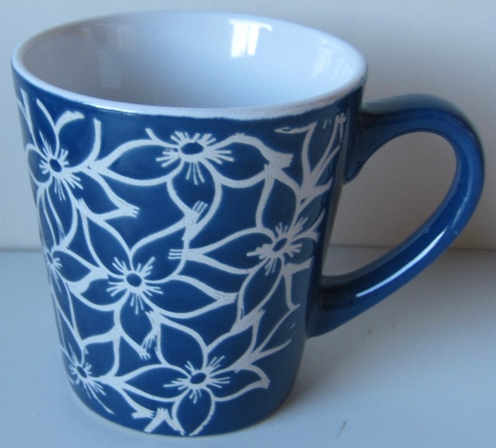 koffiemokje - blauw design - bloemen, Ophalen of Verzenden, Zo goed als nieuw, Overige stijlen, Kop(pen) en/of Schotel(s)