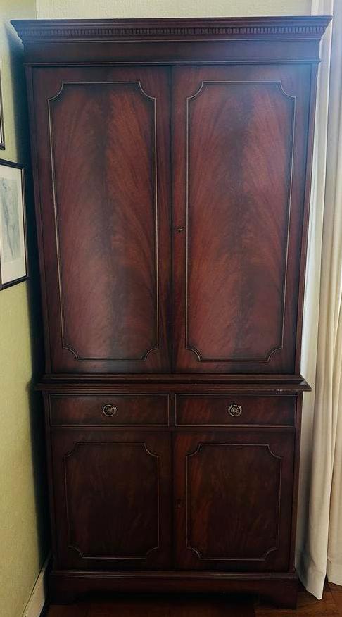 Buffet / Servies kast mahonie; 2 delen., Huis en Inrichting, Ophalen, Gebruikt, 50 tot 100 cm, 150 tot 200 cm