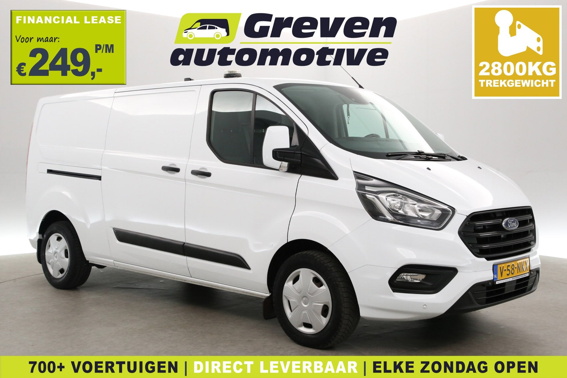 Ford Transit Custom 2.0 TDCI L2H1 170PK | 2800KG Trekgew. |, Auto's, Bestelauto's, Euro 6, 4 cilinders, 2800 kg, Wit