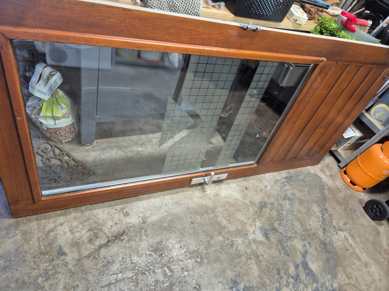 Houten Buitendeur met Glaspaneel, Doe-het-zelf en Verbouw, Deuren en Horren, Ophalen, Gebruikt, 80 tot 100 cm, Buitendeur