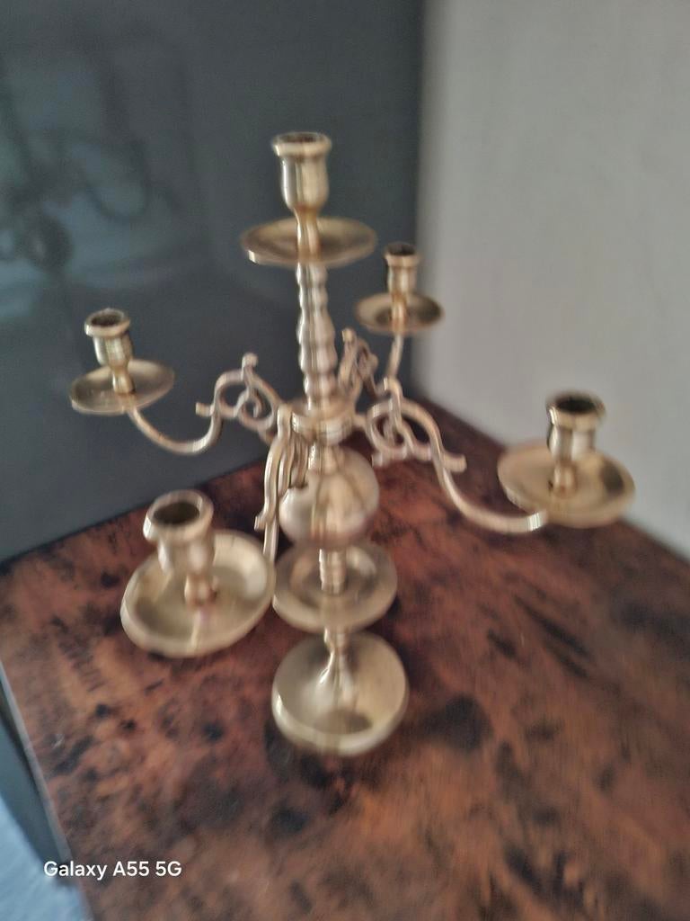 Mooie koperen 5-arms kandelaar, Ophalen of Verzenden