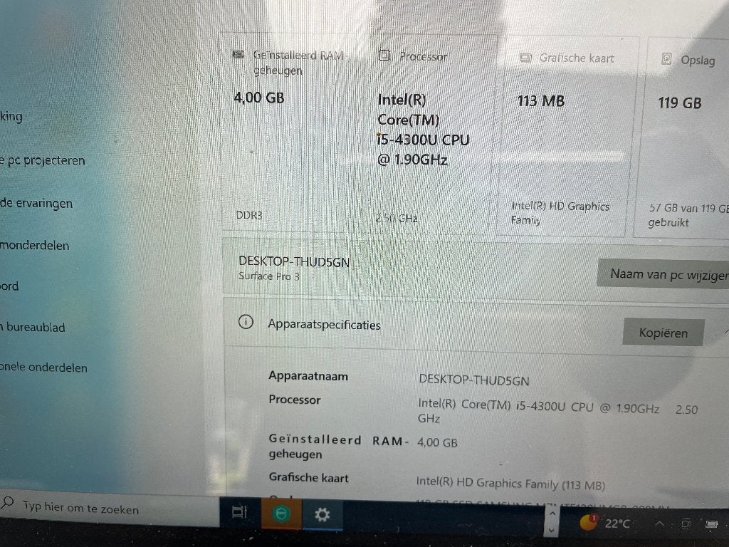 Surface Pro 3, Computers en Software, Windows Laptops, Qwerty, 13 inch, Minder dan 2 Ghz, Met touchscreen