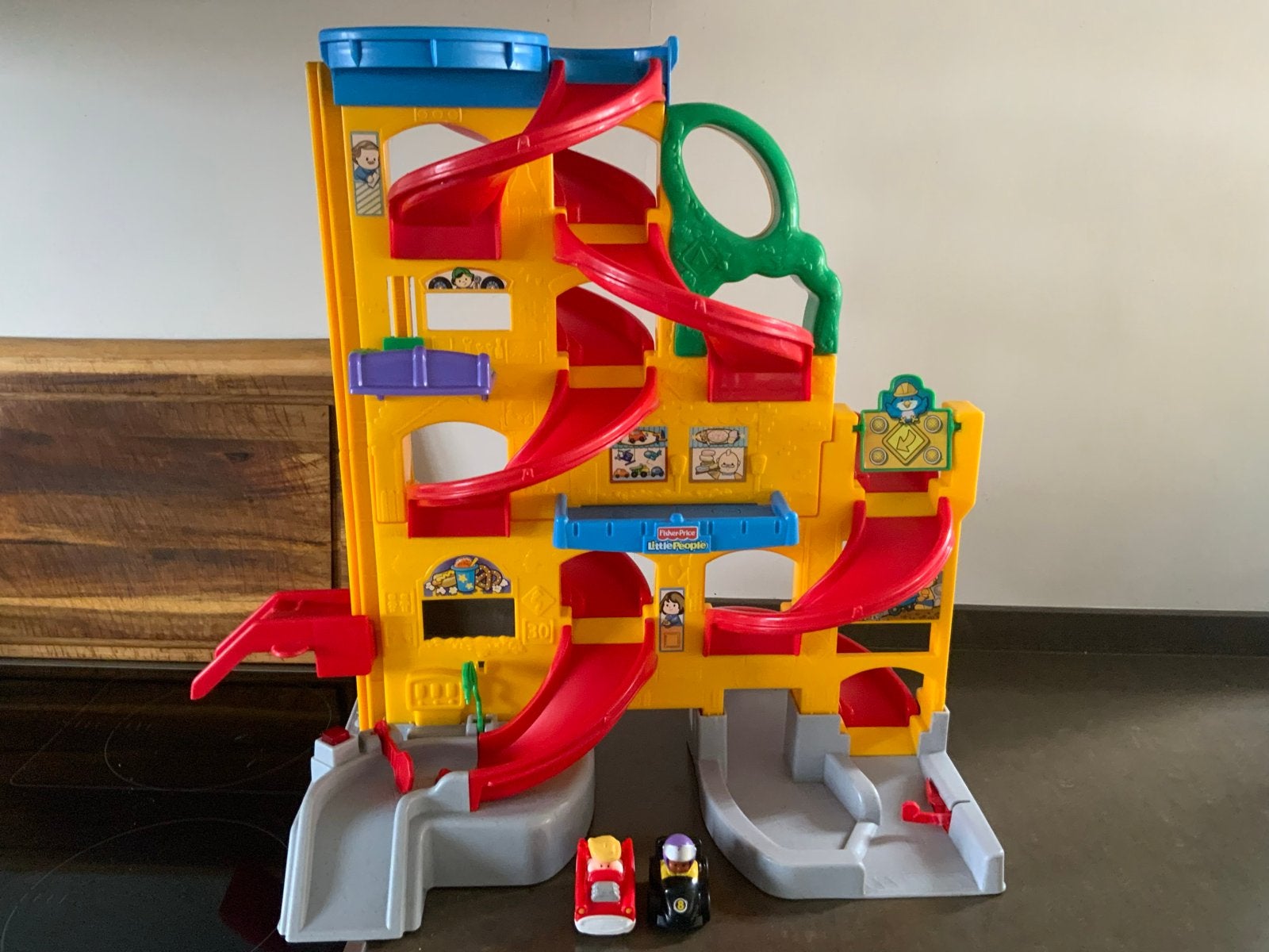 Fisher-Price Little People Racebaan met 2 auto's, Overige merken, Ophalen of Verzenden, Handmatig, Racebaan