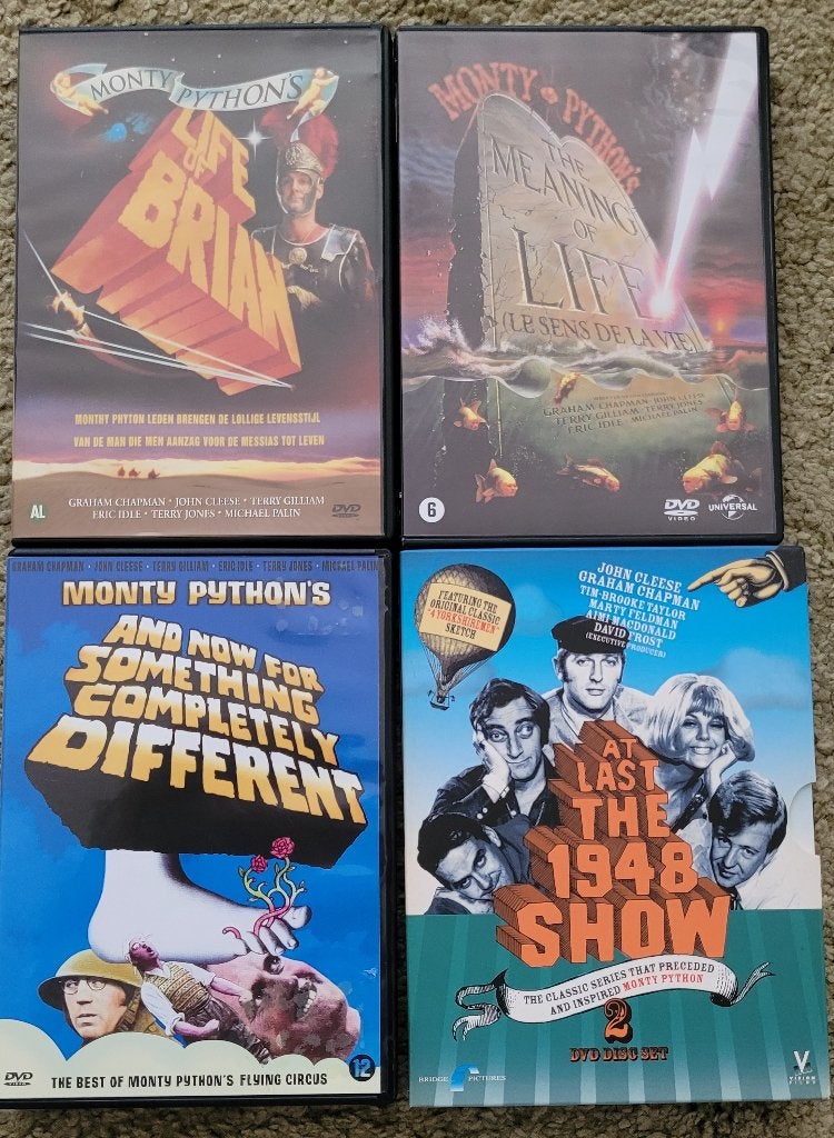 4  DVD's  Monty Pyton  verschillende titels, Alle leeftijden, Ophalen of Verzenden, Zo goed als nieuw, Stand-up of Theatershow