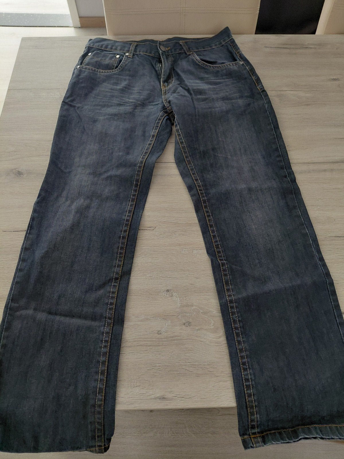 N'ie T'sson Jeans - Maat W34/L34, Kleding | Heren, Spijkerbroeken en Jeans, Ophalen, Blauw, N'ie T'sson, Zo goed als nieuw