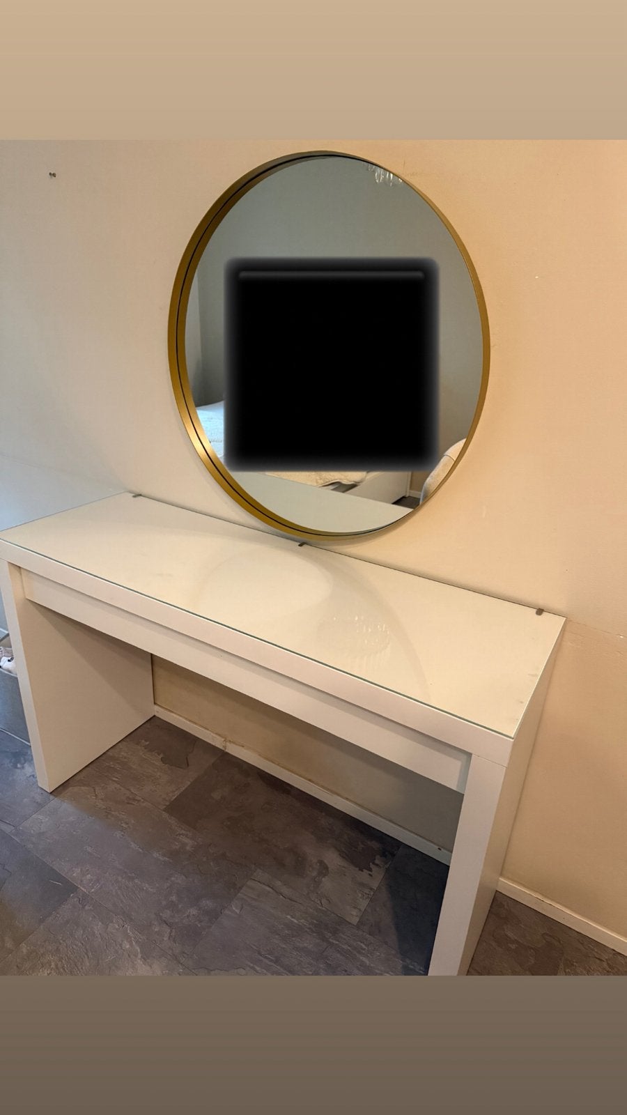 ikea MALM bureau met spiegel, Huis en Inrichting, Tafels | Kaptafels, Ophalen, Zo goed als nieuw, 50 tot 100 cm, Minder dan 100 cm