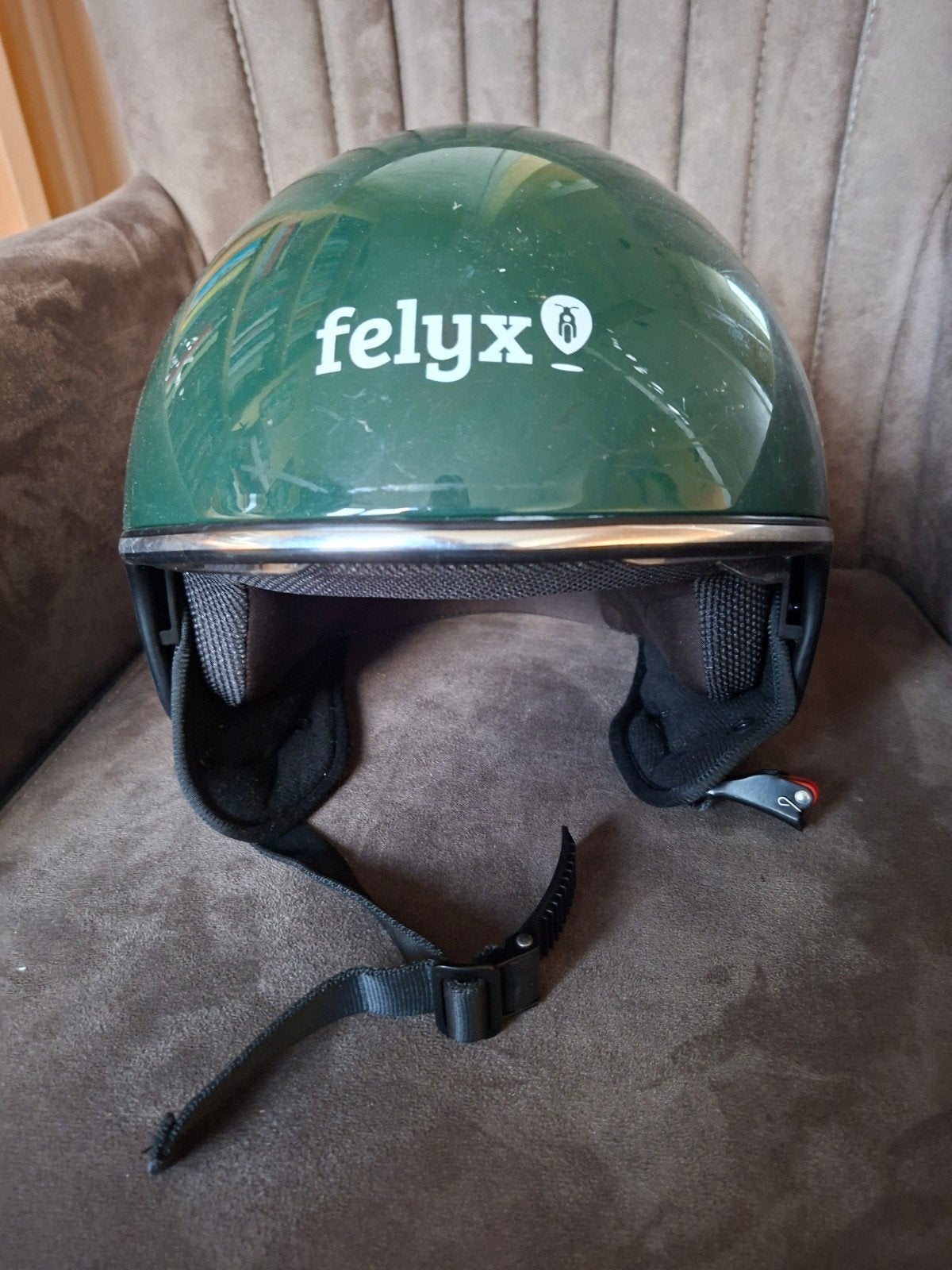Felyx scooterhelm, maat L (59-60 cm), groen/oranje, Fietsen en Brommers, Ophalen of Verzenden, Gebruikt, Large, Felyx