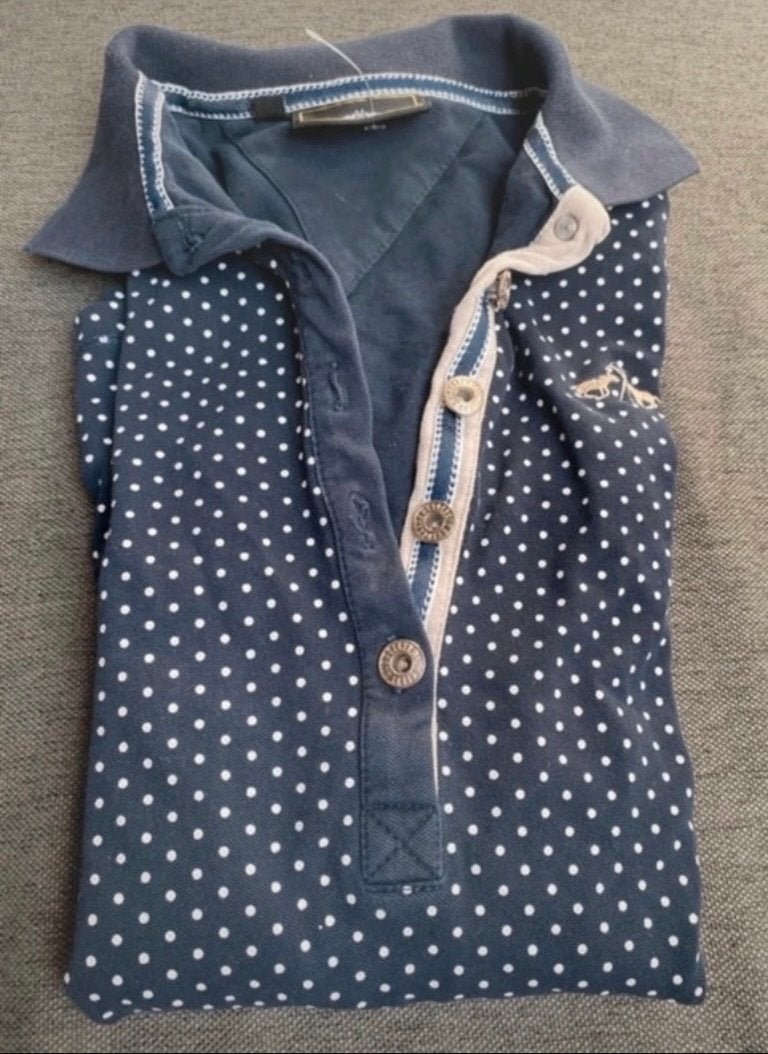 HV Polo shirt Society - Polkadot blauw/wit, maat S, Blauw, Ophalen of Verzenden, Zo goed als nieuw, Korte mouw