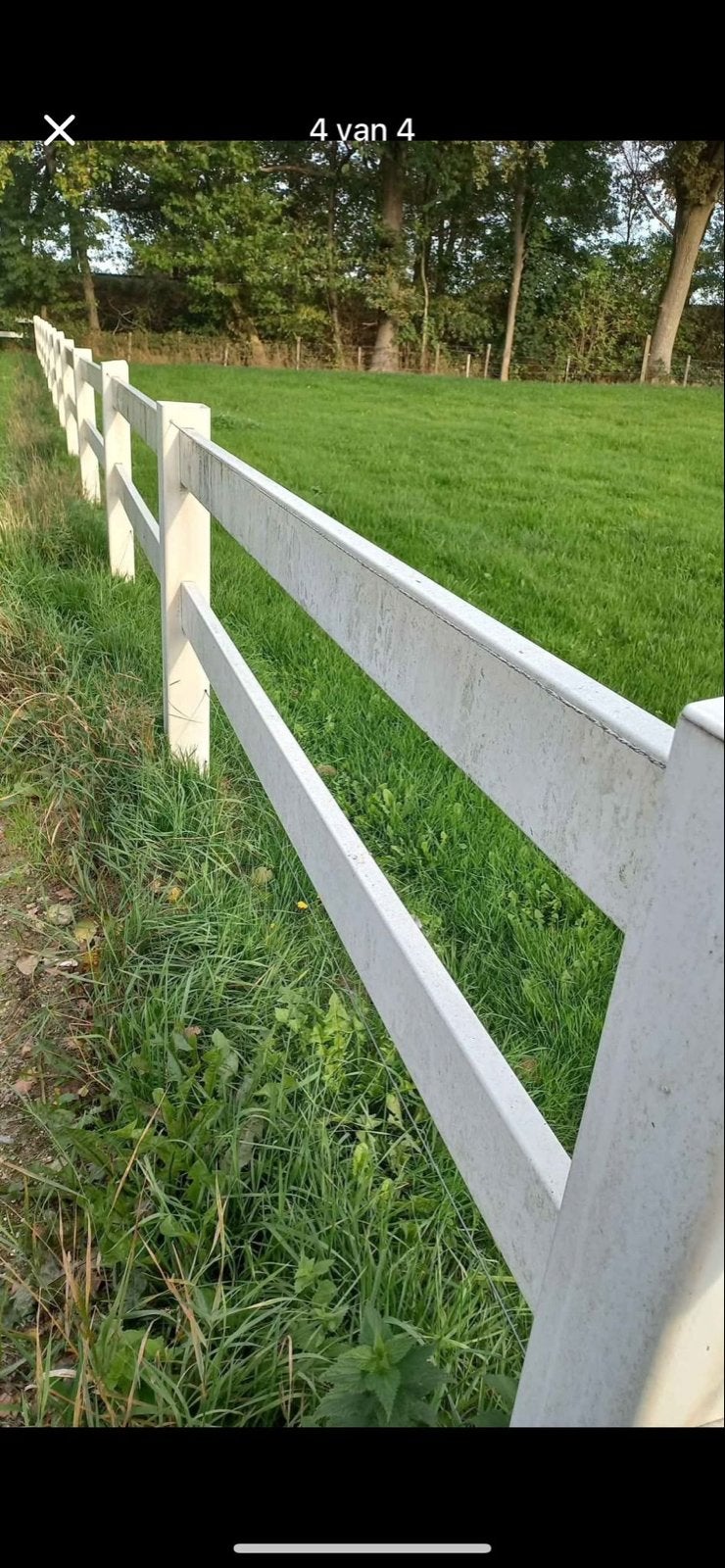 Wit kunststof hekwerk voor tuin of weide (50 mtr.), Tuin en Terras, Ophalen of Verzenden, Gebruikt, Kunststof, Tuinhek