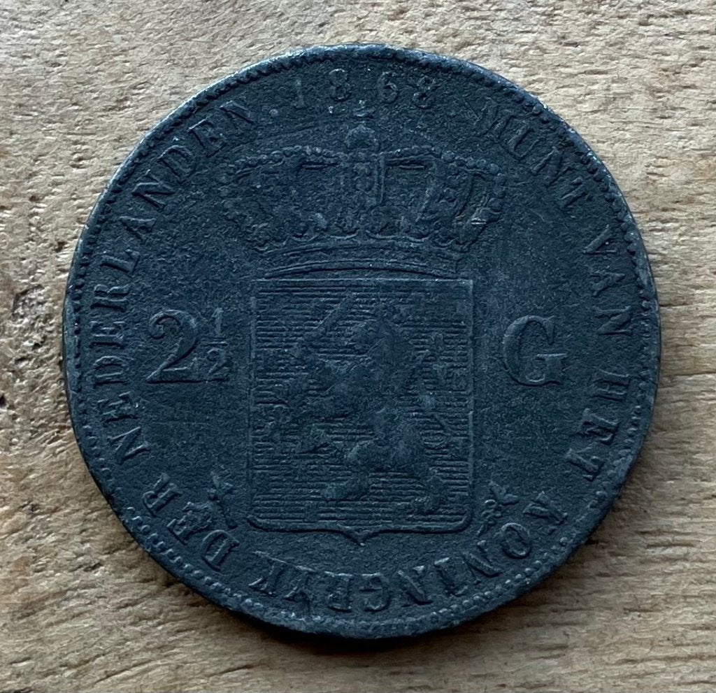 2,5 gulden 1868 Willem III, Ophalen, Koning Willem III, 2½ gulden, Losse munt