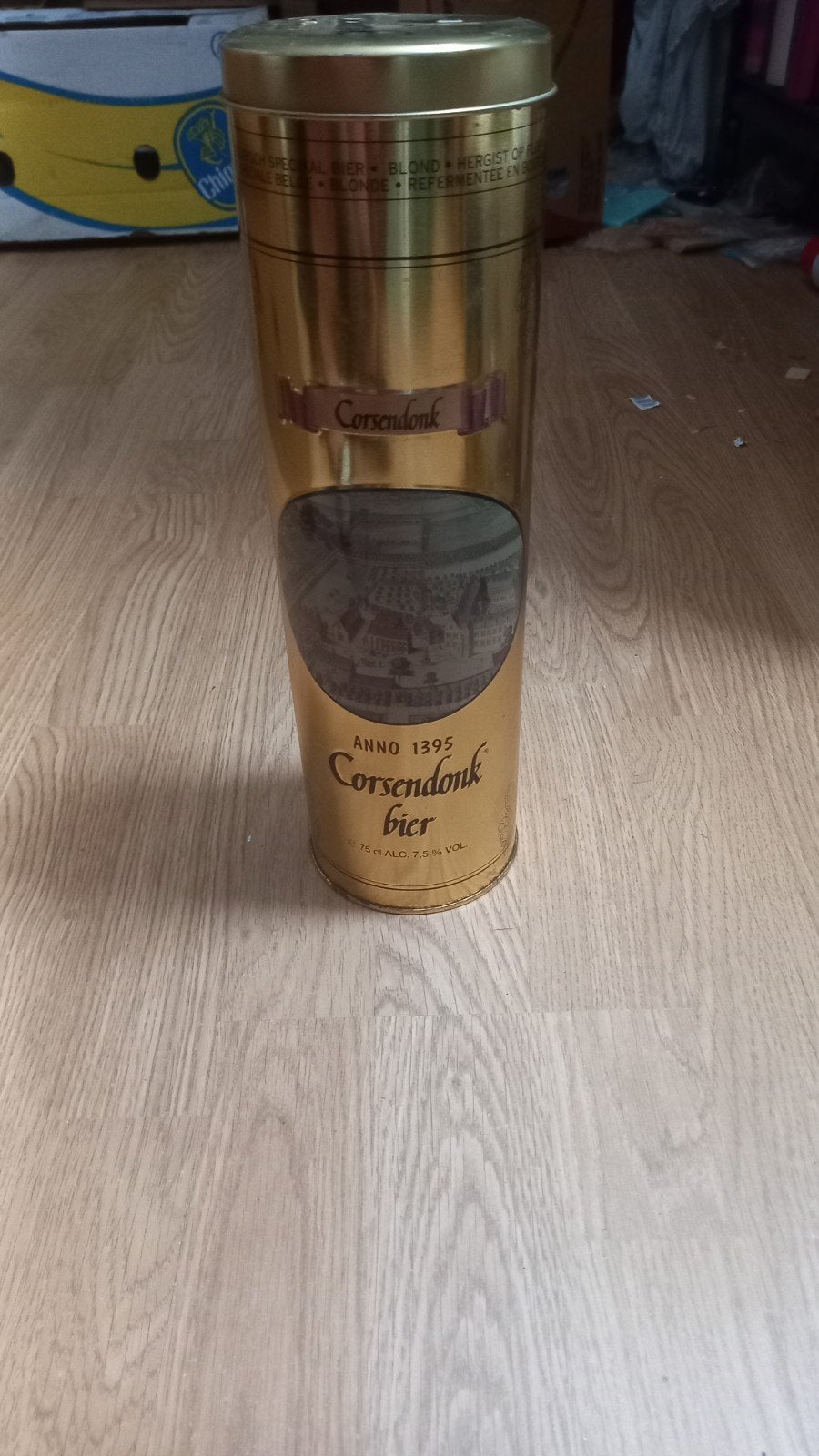 Vintage Corsendonk bier blik - 33 cm hoog, Ophalen of Verzenden, Gebruikt