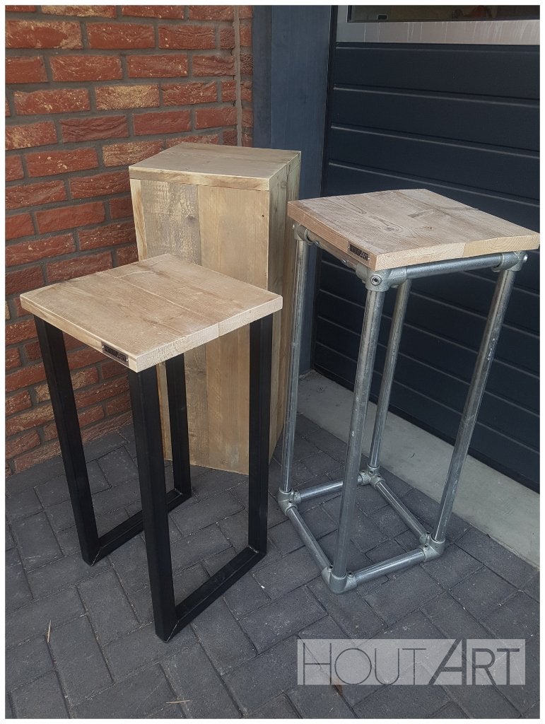 Zuil / Plantenzuil steigerhout met STALEN onderstel NIEUW, Info@hout-art.nl, Nieuw, Ophalen of Verzenden, Hoeves 3 in Schijndel