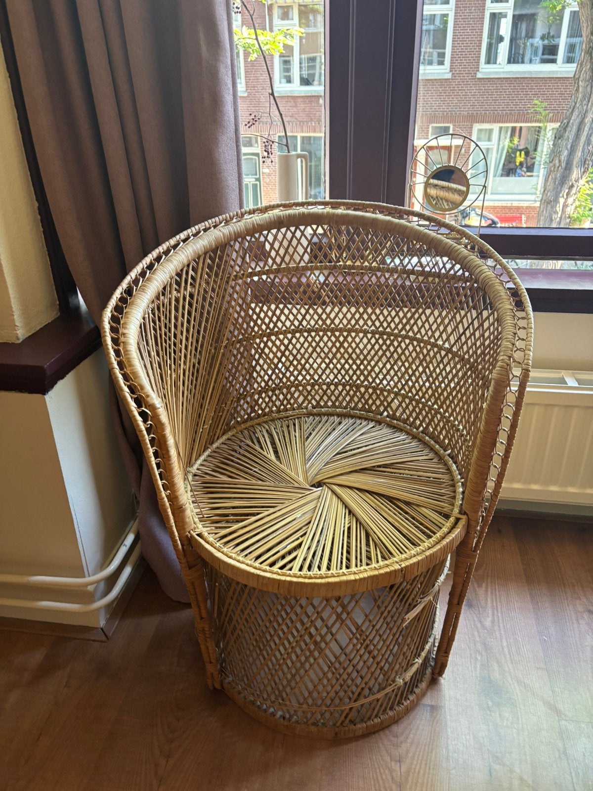 Vintage rotan stoel, Huis en Inrichting, Gebruikt, Bruin, Riet of Rotan, Ophalen of Verzenden