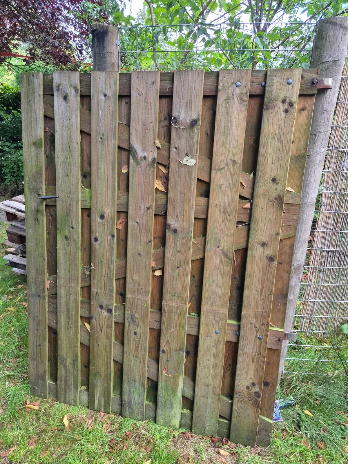 brede tuinpoort 140x180, Tuin en Terras, Ophalen, Hout, Minder dan 3 meter, 1 tot 2 meter