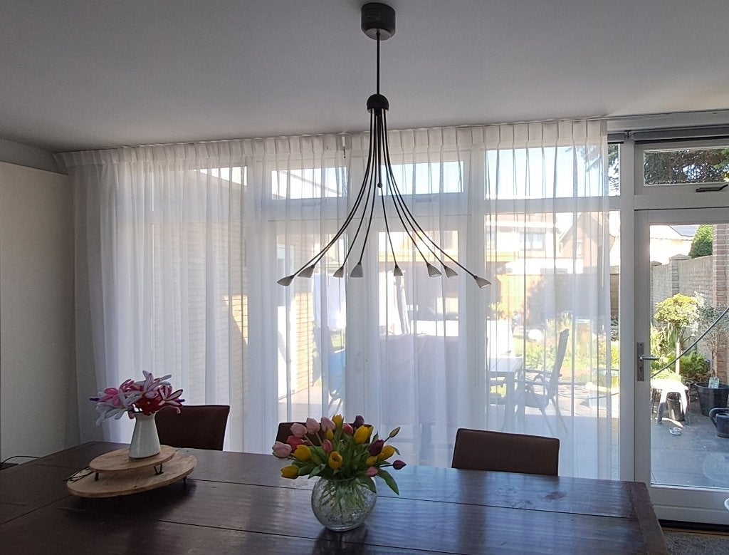 plafondlamp ovaal met glazen kelken, Ophalen, Gebruikt, Inclusief lichtbron, 82 cm
