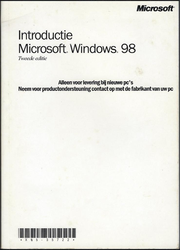 HANDLEIDING Introductie WINDOWS 98 Tweede Editie (Win98SE), Computers en Software, Vintage Computers, Ophalen of Verzenden, Microsoft