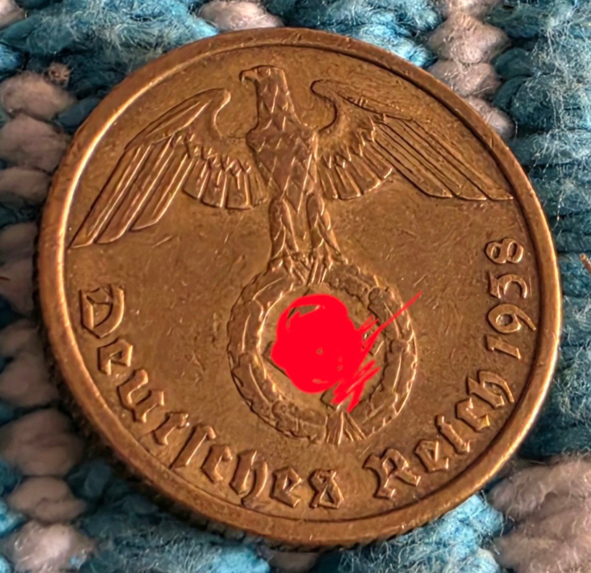 Zeldzame Duitse 10 Reichspfennig munt uit 1938, Ophalen of Verzenden, Duitsland