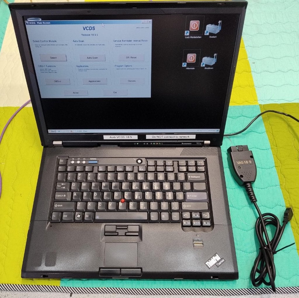 Lenovo T61 met Audi VCDS 18.9.0 software + ODB2 dongle, Ophalen of Verzenden, Gebruikt