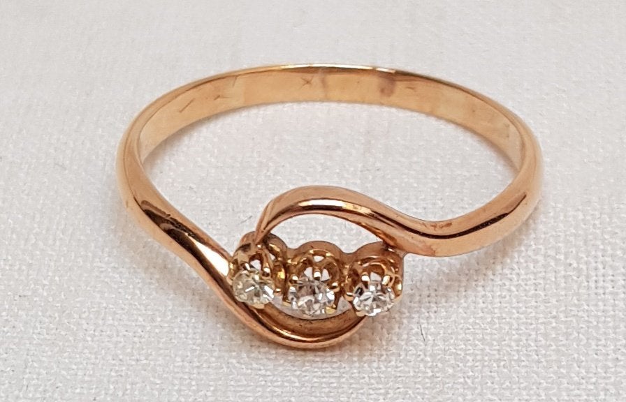 Ring bypass briljant goud., Ophalen of Verzenden, Goud, Ring, Met edelsteen