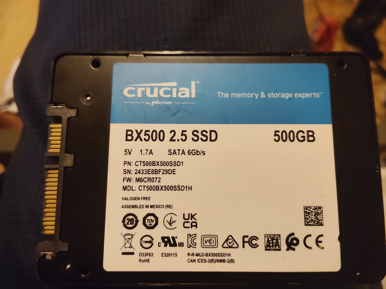 Crucial BX500 2.5 ssd 500gb. SATA 6gb/s, Computers en Software, Harde schijven, Zo goed als nieuw, Console, Intern, SSD, SATA