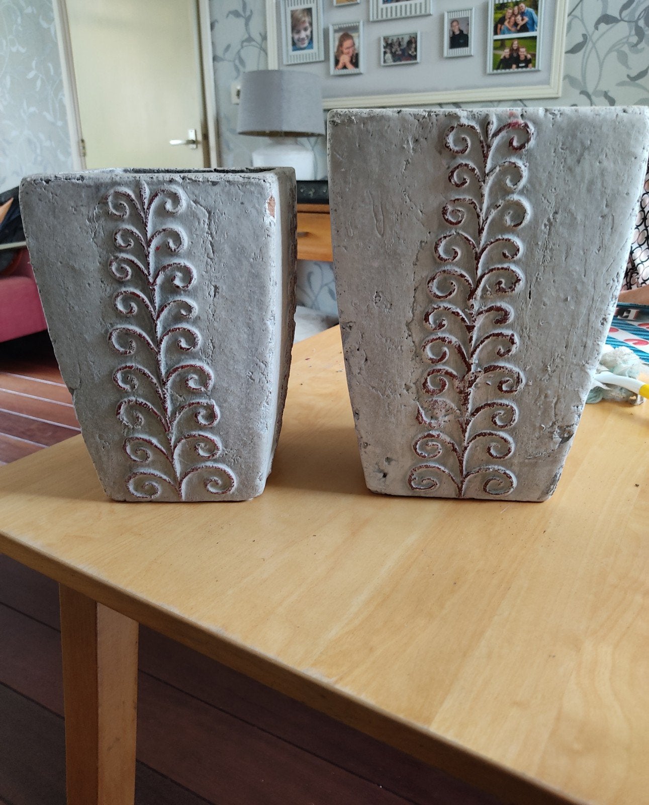 Vintage bloempotten 2x, Ophalen, Gebruikt, Vierkant, Binnen