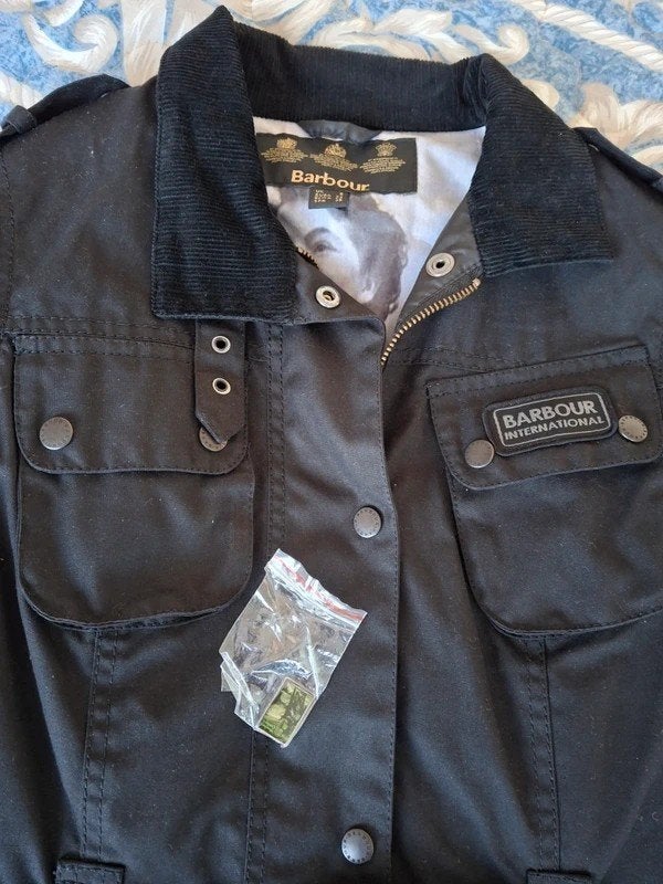 Nieuwe Barbour International waxjas met riem-UK size 8-EU 34, Barbour International, Zwart, Nieuw, Ophalen of Verzenden