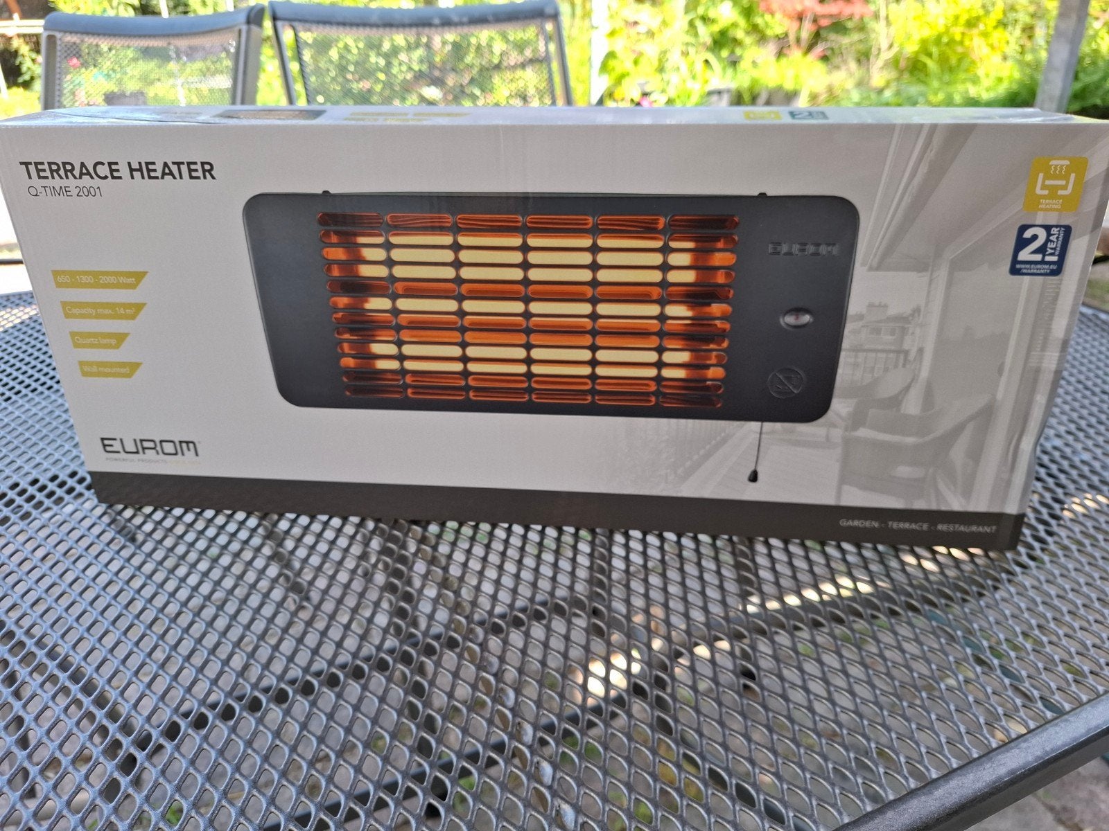 Eurom Q-TIME 2001 Terrasverwarmer - Nieuw in doos, Ophalen, Nieuw, Elektrisch, Wand