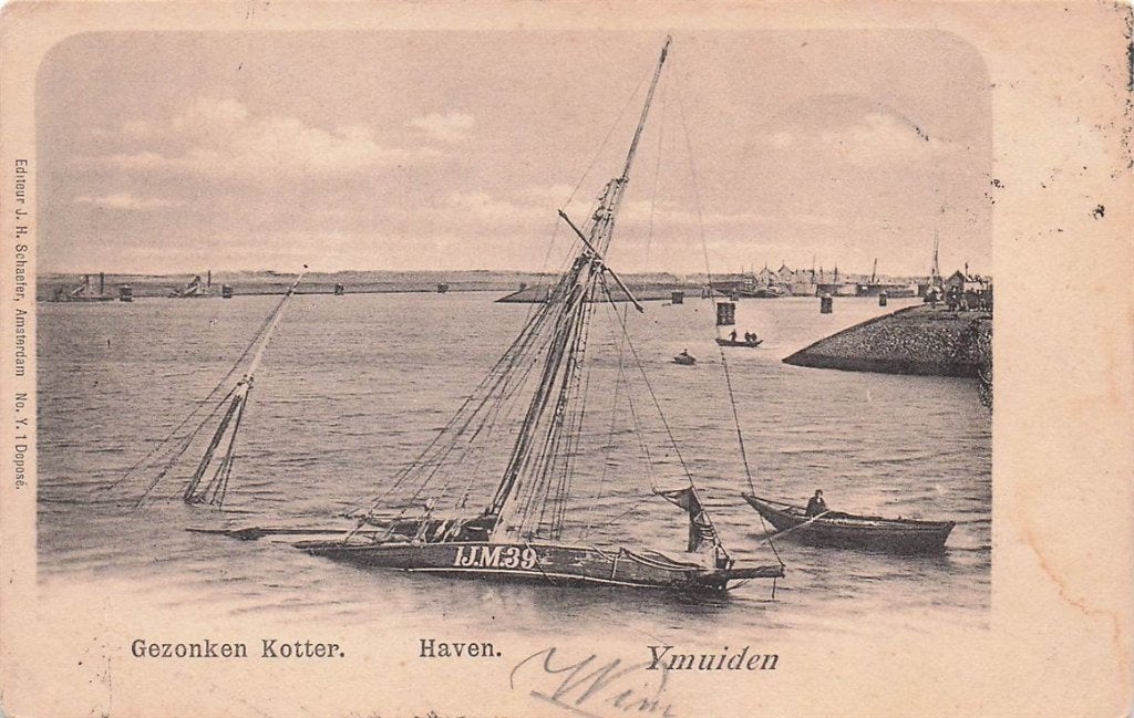 703-003-021 Gezonken Kotter Haven Ijmuiden, Verzamelen, Verzenden, Voor 1920, Noord-Holland