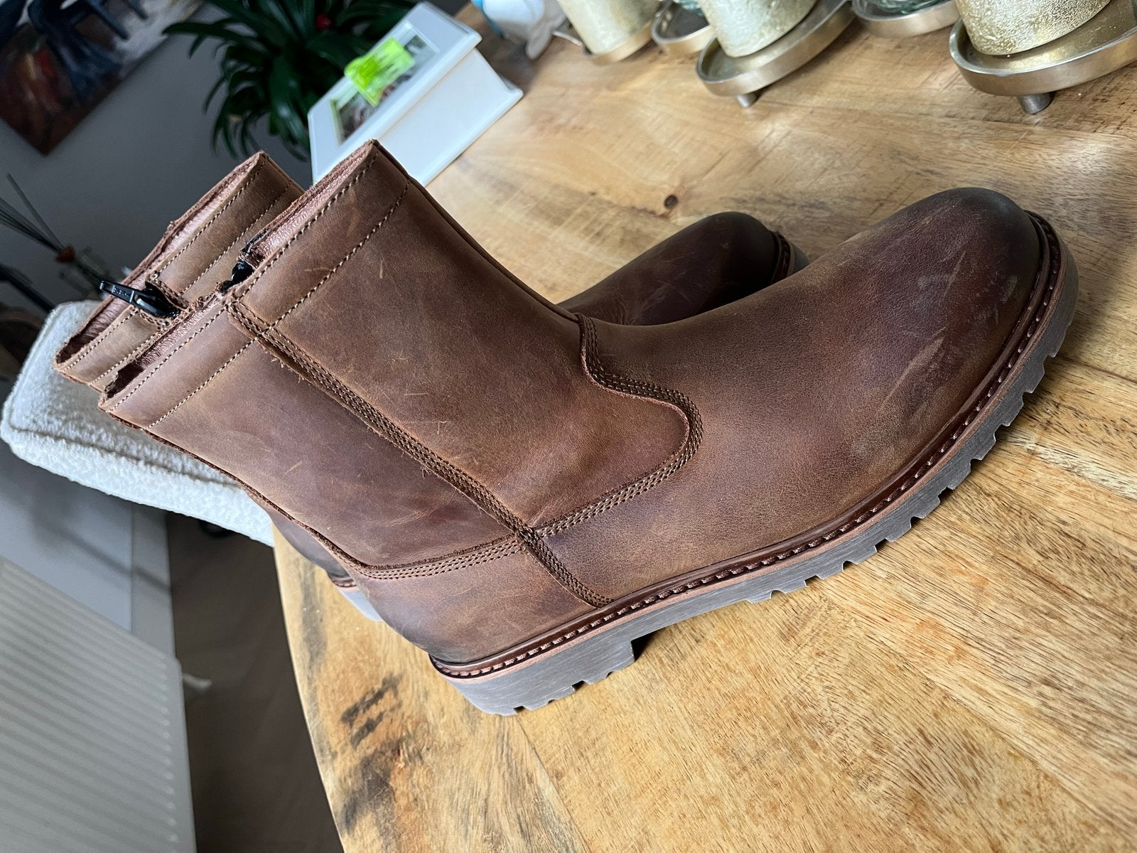 Nieuwe gevoerde herenlaarzen maat 45 - ongedragen, Ophalen, Zo goed als nieuw, Bruin, Boots