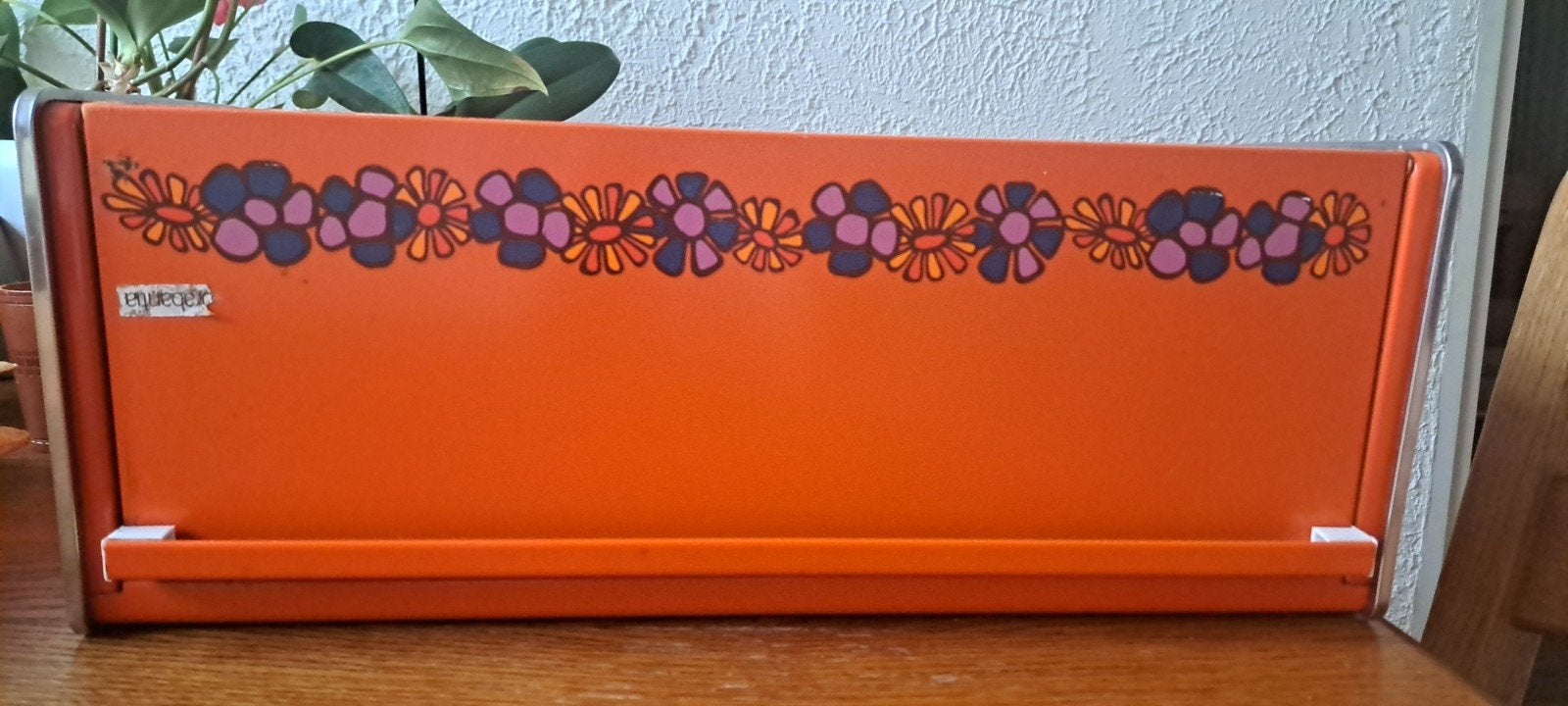 Vintage Brabantia Diana broodtrommel – oranje – jaren 70, Verzamelen, Ophalen of Verzenden, Huis en Inrichting