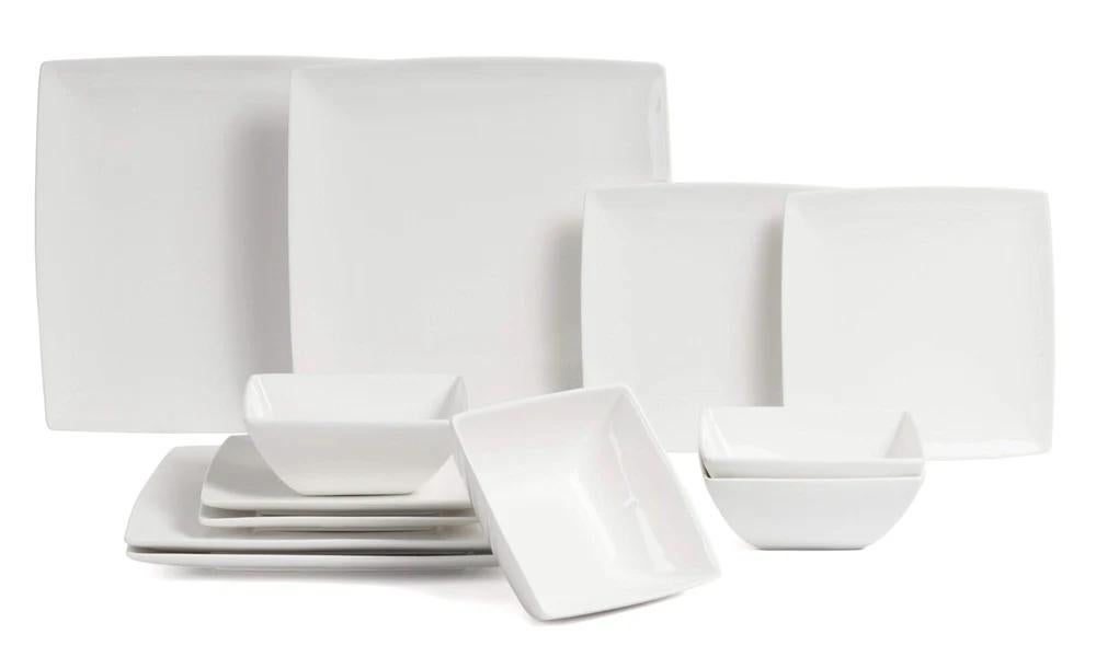 Wit Porselein Servies - 36 Borden + Schalen, Ophalen, Gebruikt, Effen, Porselein