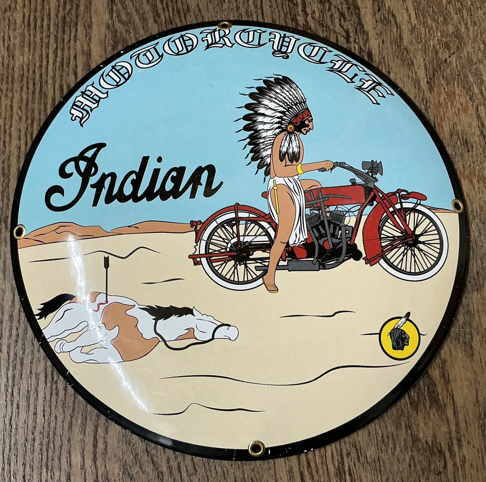 Emaille bord INDIAN, Verzamelen, Ophalen of Verzenden, Gebruikt, Reclamebord