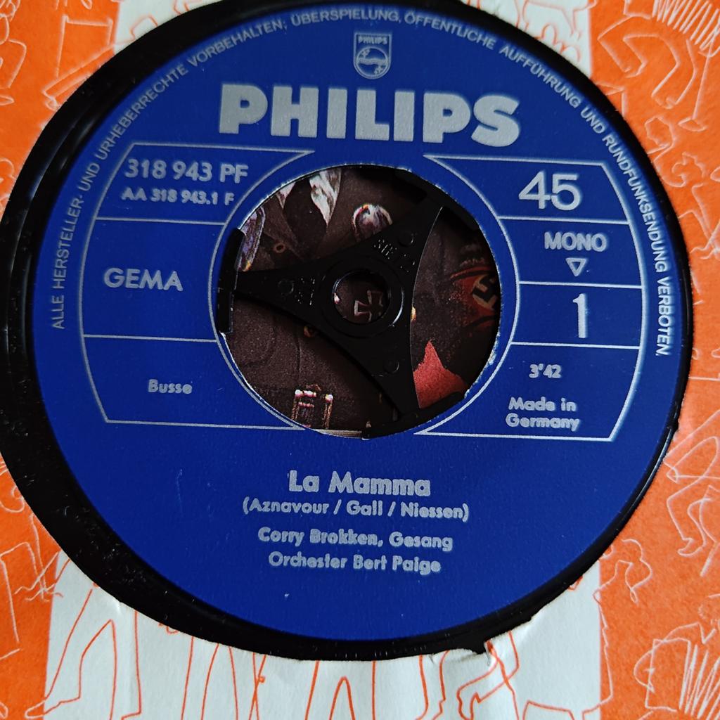 Corry Brokken - La Mamma (Single, Philips, Made in Germany), Ophalen of Verzenden, Gebruikt, Nederlandstalig
