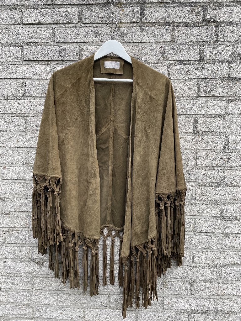Suede poncho van Anna Lascata, Bruin, Maat 42/44 (L), Ophalen of Verzenden, Zo goed als nieuw