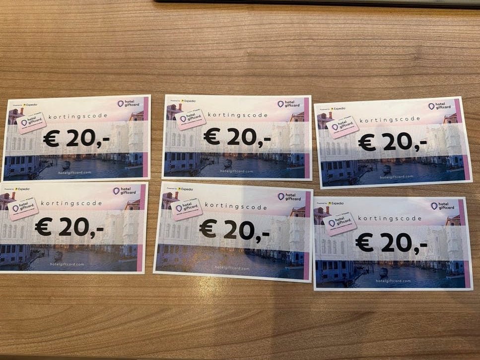 Hotel gift card kortingsbon, Drie personen of meer, Kortingsbon, Overige typen