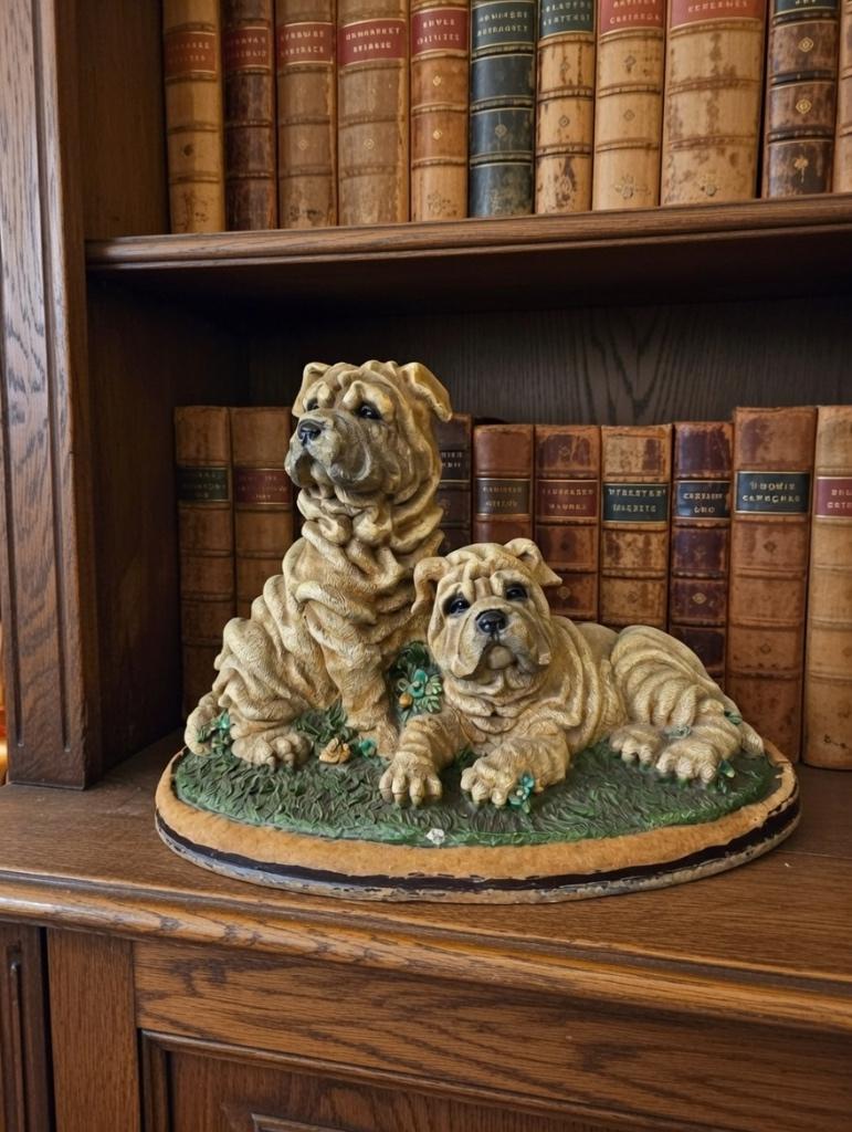 decoratief beeld van een Chinese Sharpei met pup, Ophalen of Verzenden