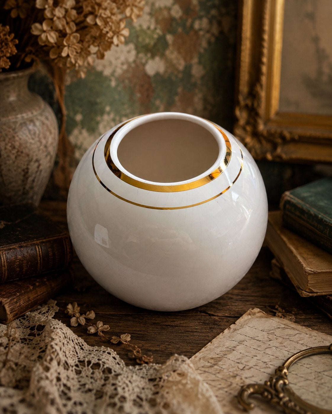 Vintage Modica Gouda dutch design vaas 24 karaat, Ophalen of Verzenden, Zo goed als nieuw, 20 cm, Steen/keramiek
