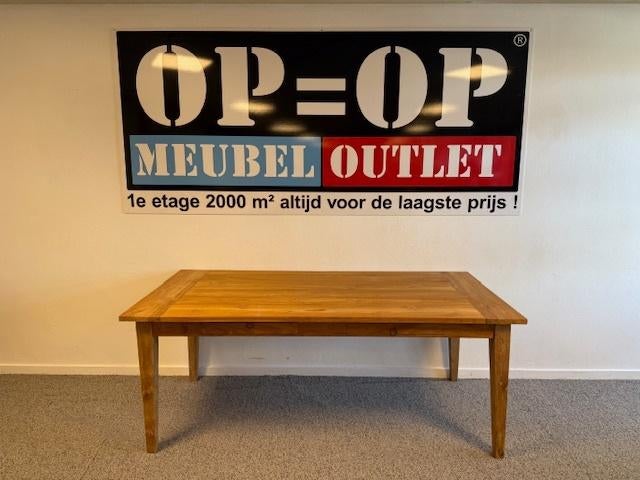 eettafel massief teak 200 x 95, Ophalen, Gebruikt, Teakhout, 50 tot 100 cm