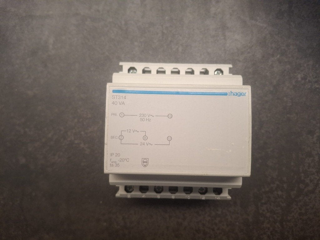 Hager ST314 TRAFO 230-12/24V 40VA beltrafo, Overige typen, Info-nl@hager.com, Nieuw, Ophalen of Verzenden