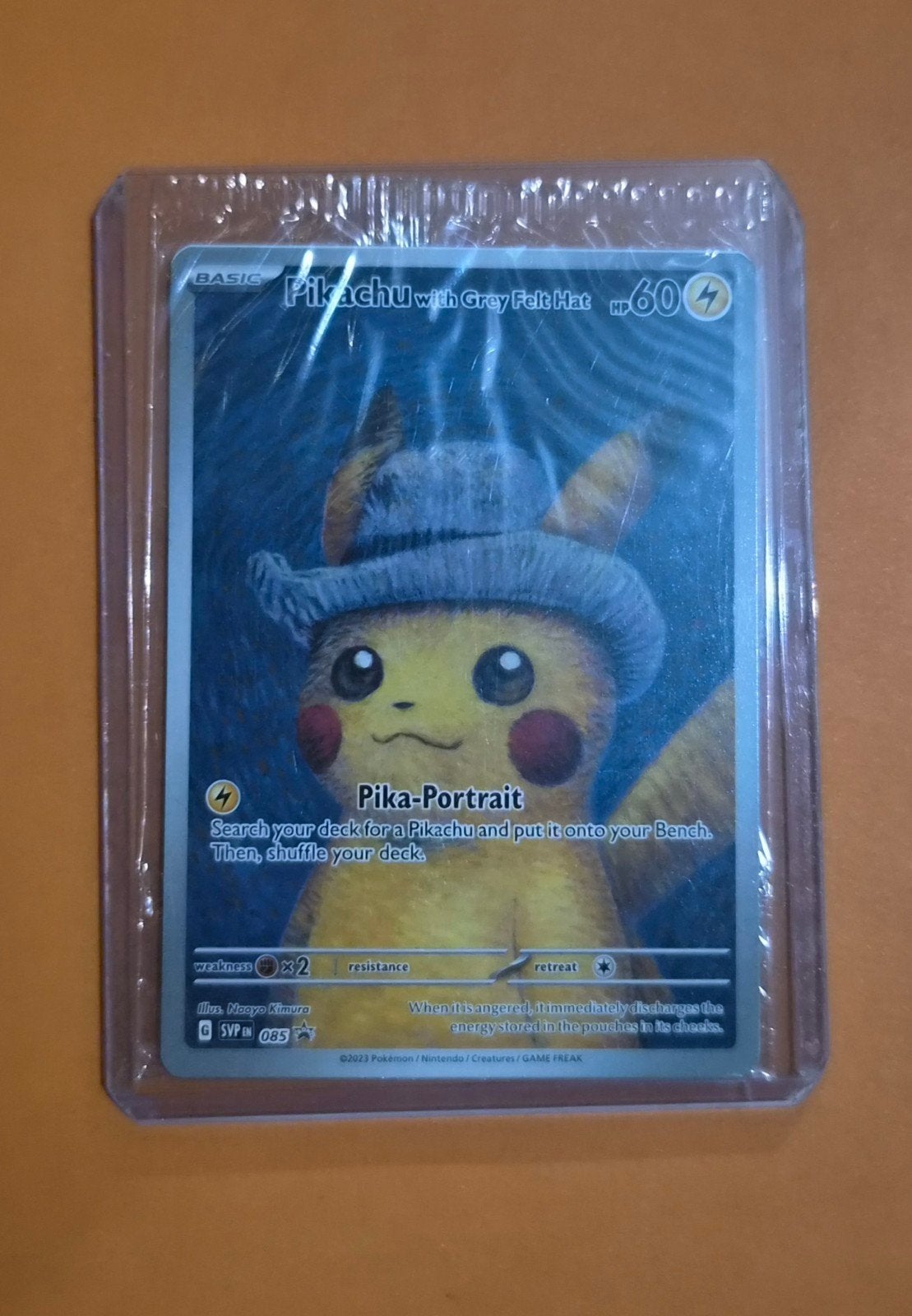 Pikachu grey felt hat (Van Gogh Museum Promo) Pokémon K, Ophalen of Verzenden, Nieuw, Losse kaart