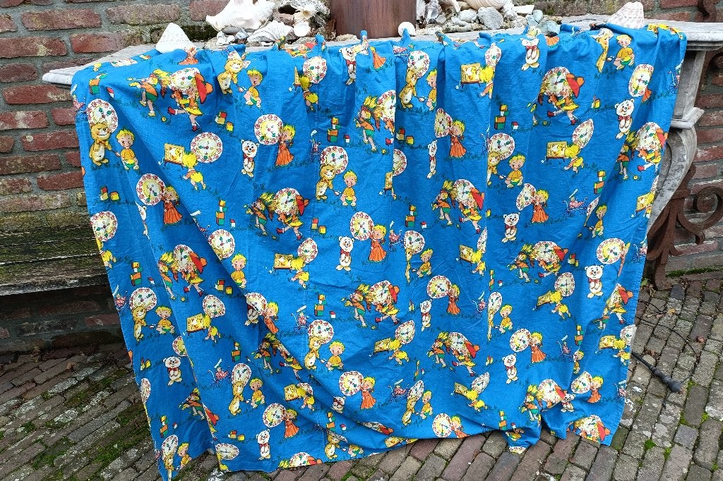 Vintage jaren 1960 DEKOPLUS ? gordijn / lap stof (KG5), Hobby en Vrije tijd, Stoffen en Lappen, Gebruikt, Meerkleurig, 120 cm of meer