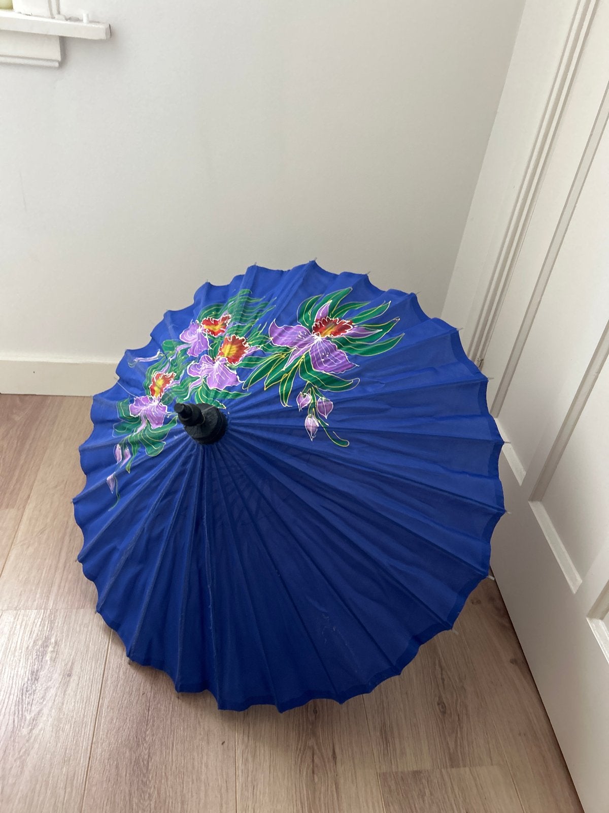 Oosters parasolletje met bloemenprint - Blauw, Ophalen, Gebruikt